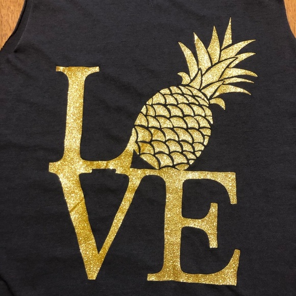 Chaser New Gold Pineapple Love Charcoal Tank Top M - Picture 4 of 8